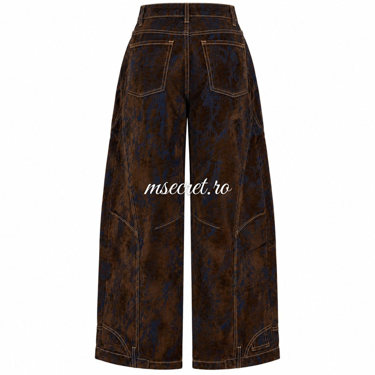 Blugi wide leg din denim cu catifea - vedere din spate