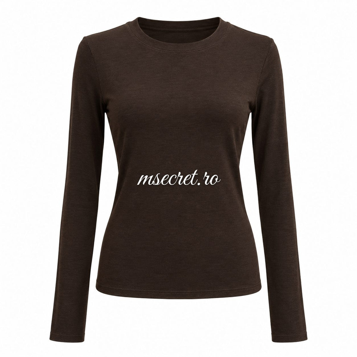 Bluza maro din bumbac elastic - vedere din fata