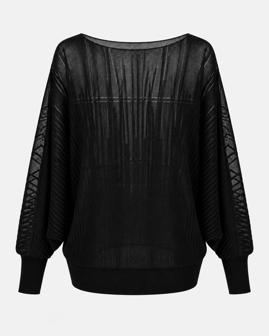 Pulover negru transparent cu dungi - vedere din spate