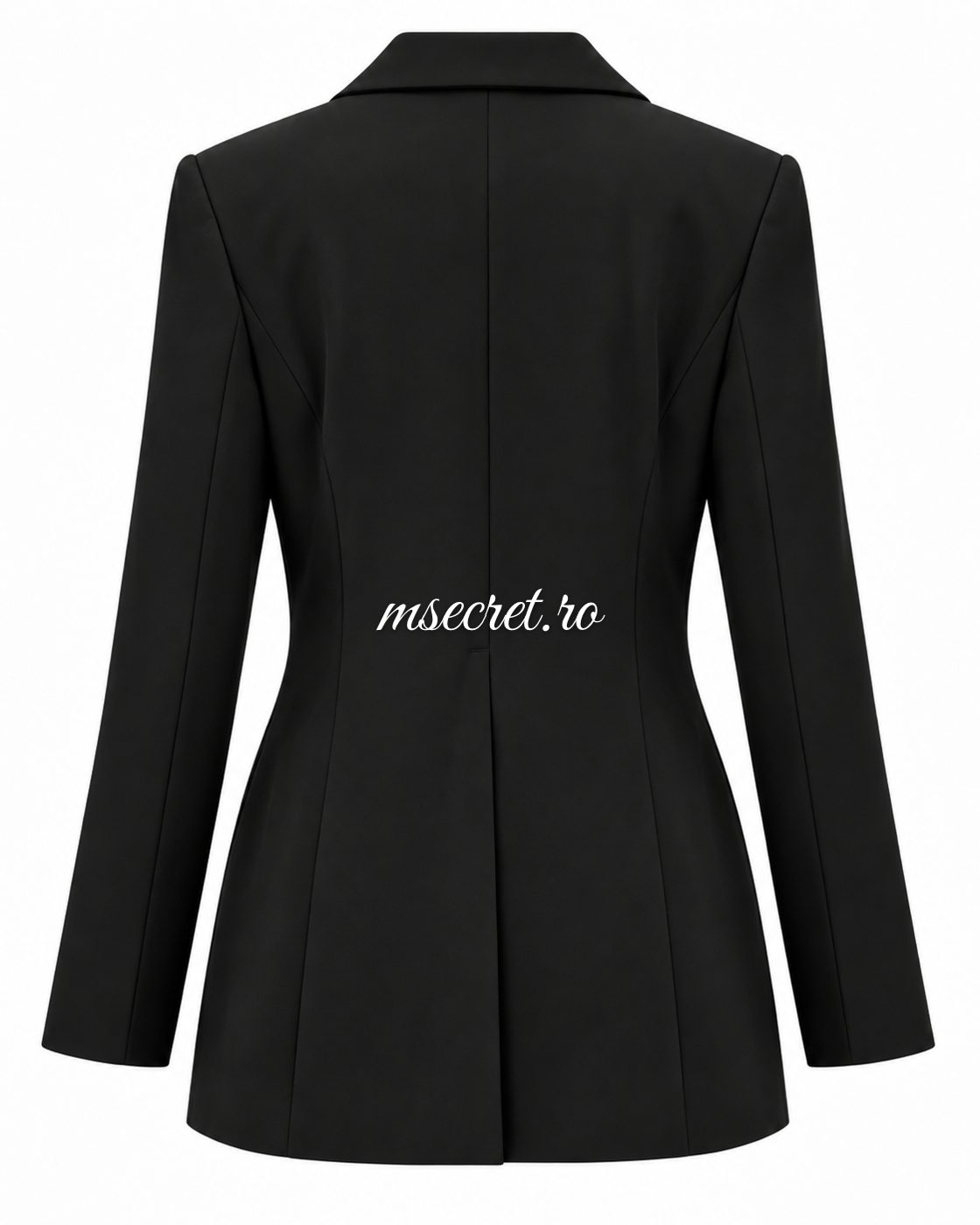 Rochie tip sacou neagra cu corset din denim si dantela - vedere din spate