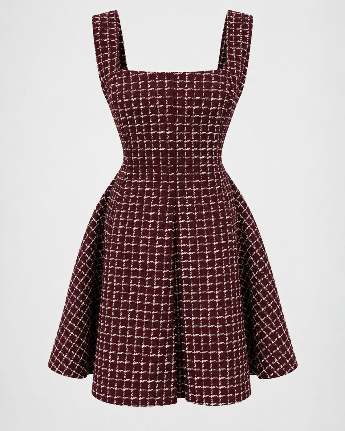 Set din tweed bordo cu rochie si sacou scurt