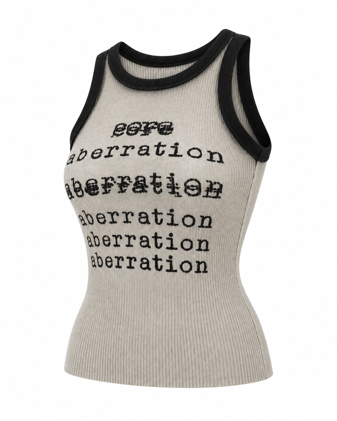 Top gri din tricot elastic cu imprimeu text